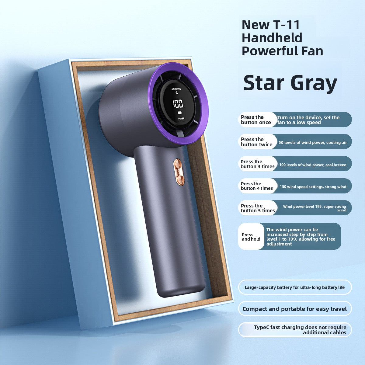 Handheld Turbo Fan with USB Charging