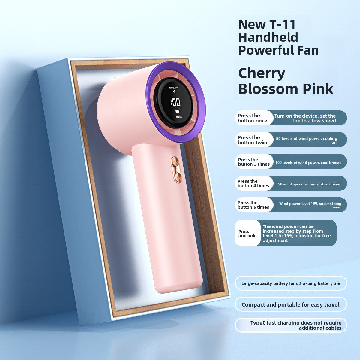 Handheld Turbo Fan with USB Charging